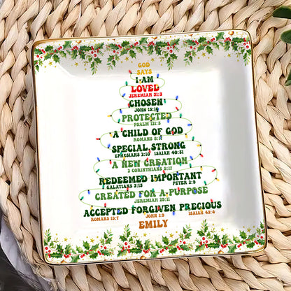 God Says I Am | Personalized Ceramic Ring Dish Square