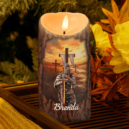 She Who Kneels Before God Can Stand Before Anyone | Personalized Flameless LED Candle