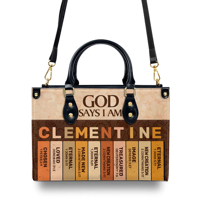 God Says I Am  | Personalized Leather Handbag JSLHBPH847D