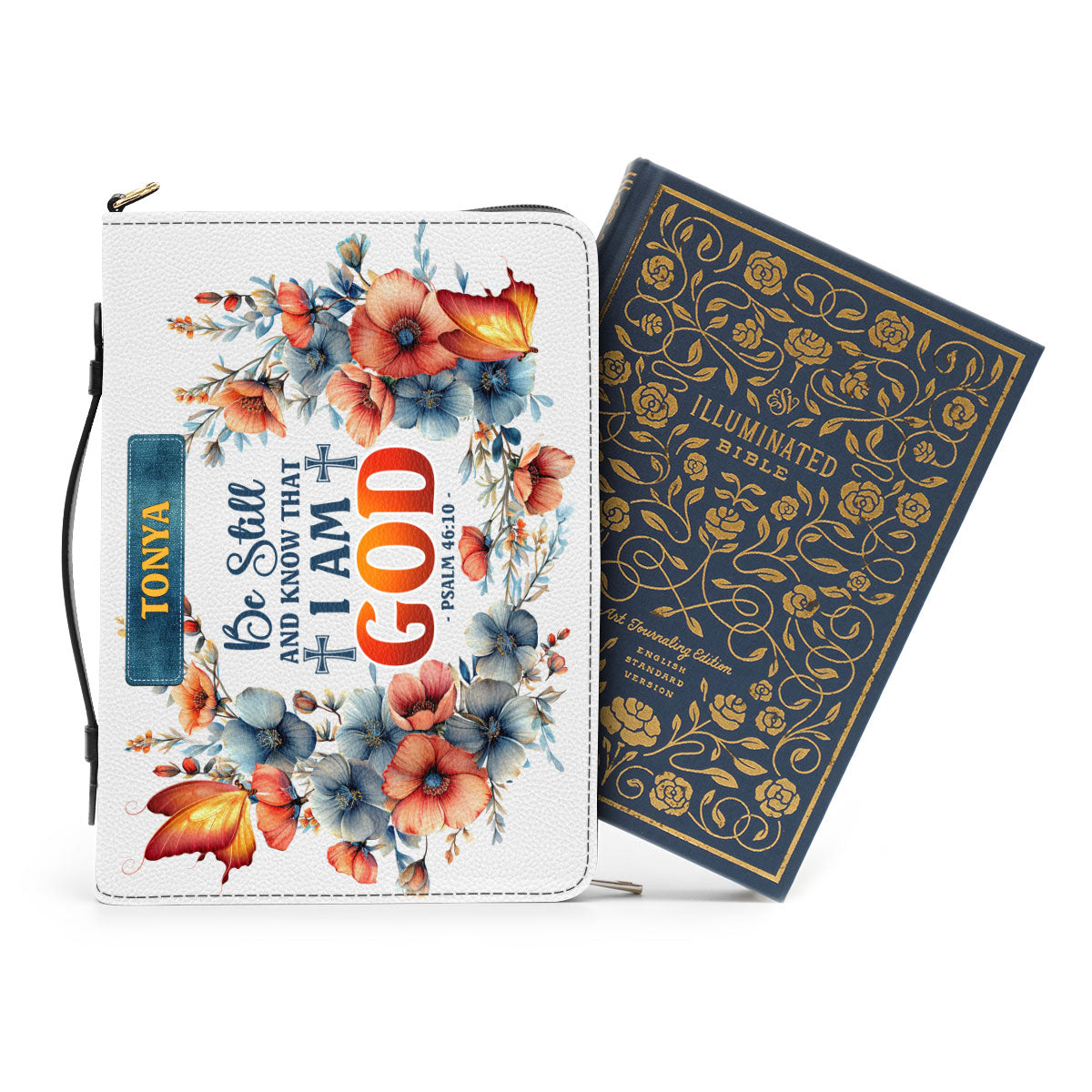 Jesuspirit | Personalized Leather Bible Cover | Be Still And Know That I Am God | Psalm 46:10 BCM780