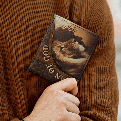 Man Of God Vintage With Lion| Personalized Folded Wallet For Men