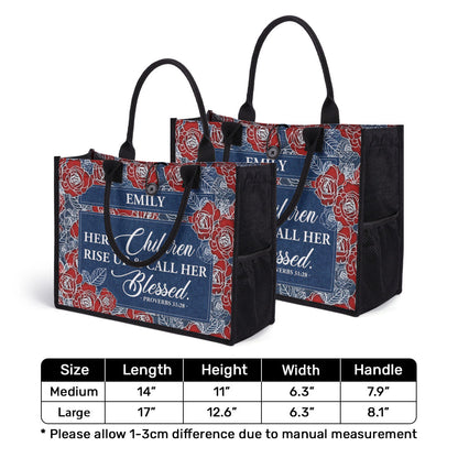 Her Children Rise Up & Call Her Blessed - Personalized New Canvas Tote Bag CTBM05