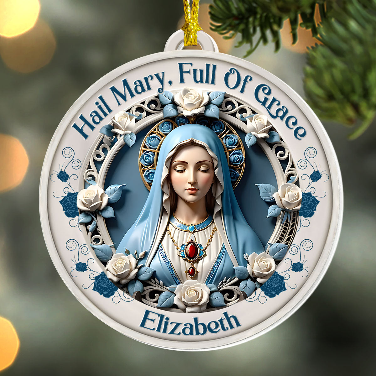 Hail Mary Full Of Grace | Personalized 1-Side Acrylic Ornament