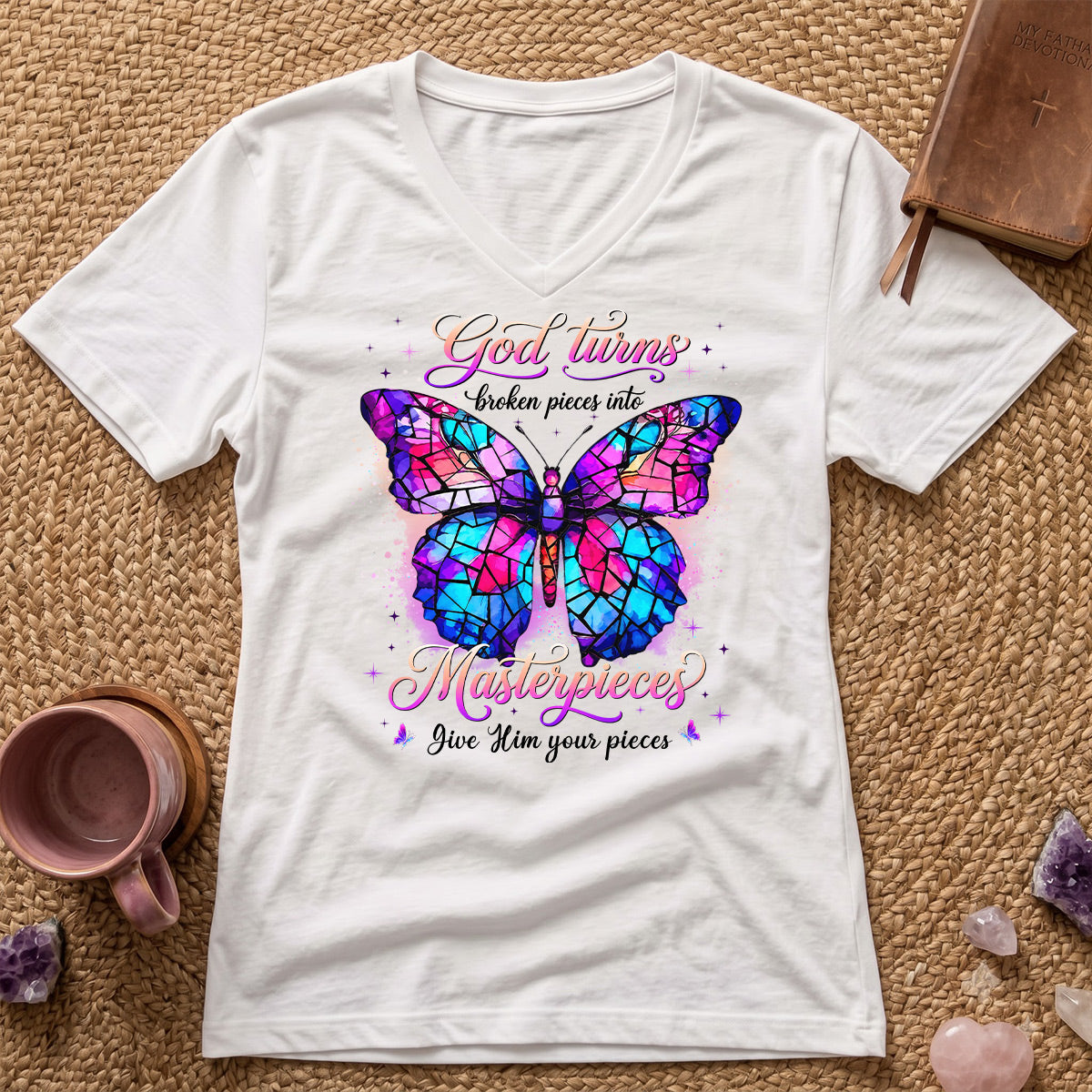 Broken Pieces Into God’s Masterpiece |  Women's V-neck T-shirt