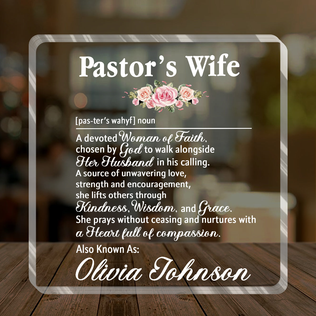 For Pastor’s Wife | Personalized Custom Shaped Squared Acrylic Plaque