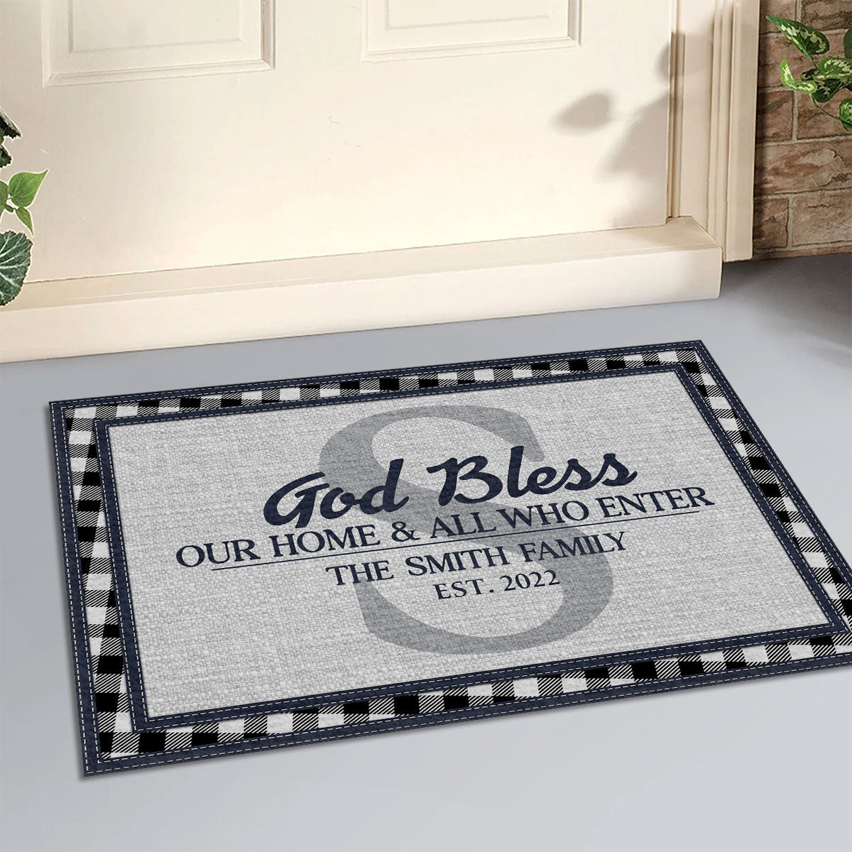 God Bless This Home | Personalized Doormat JSDMHLPA1731L