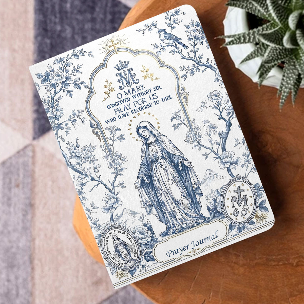 O Mary Pray For Us | Personalized Leather Cover Notebook