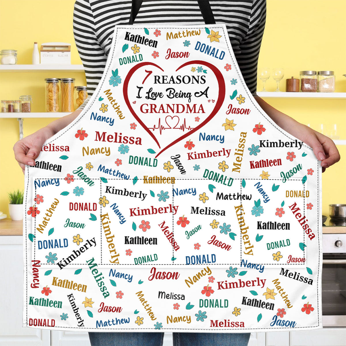 The Reason I Love Being A Grandma | Personalized Apron With Pocket
