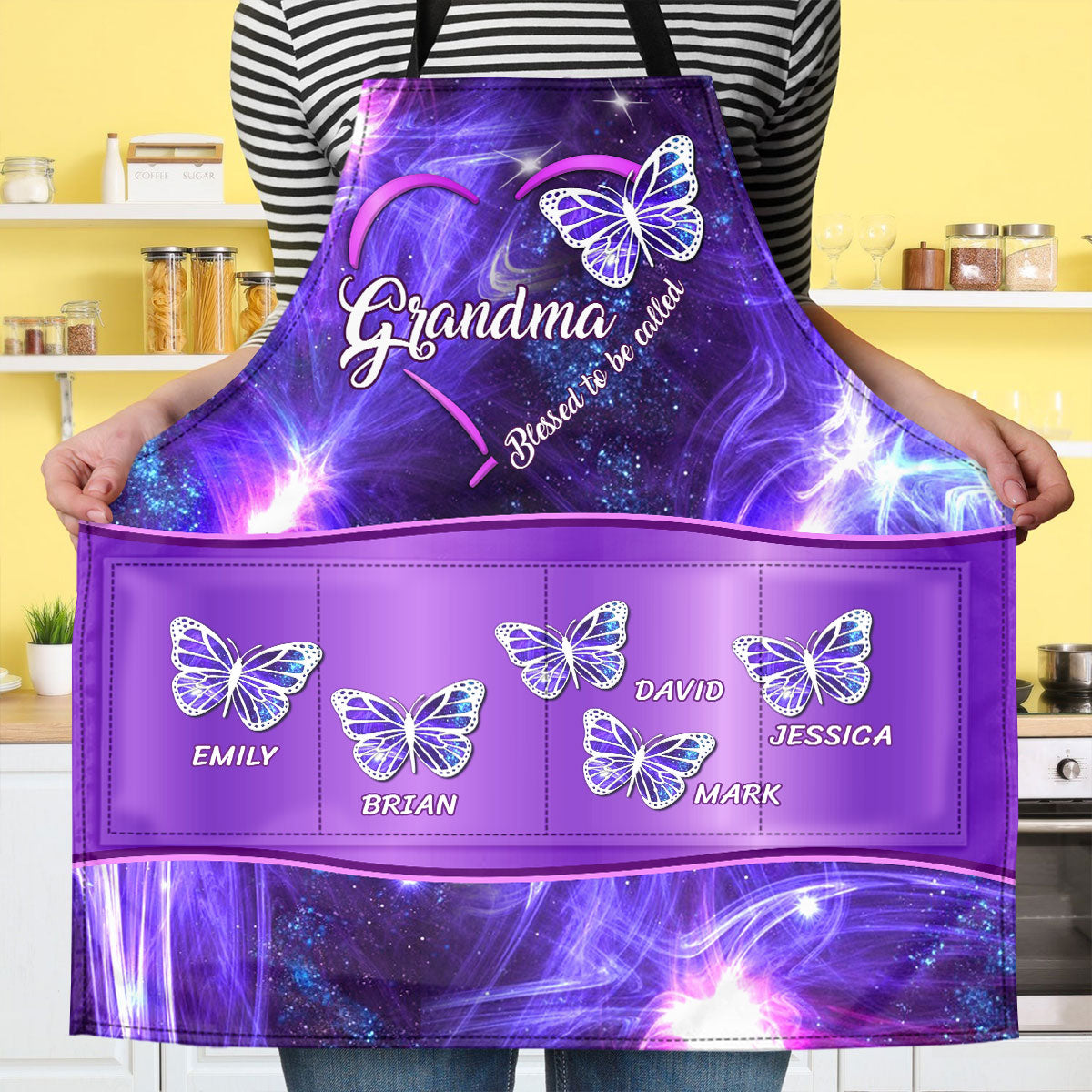 Grandma Butterfly | Personalized Apron With Pocket