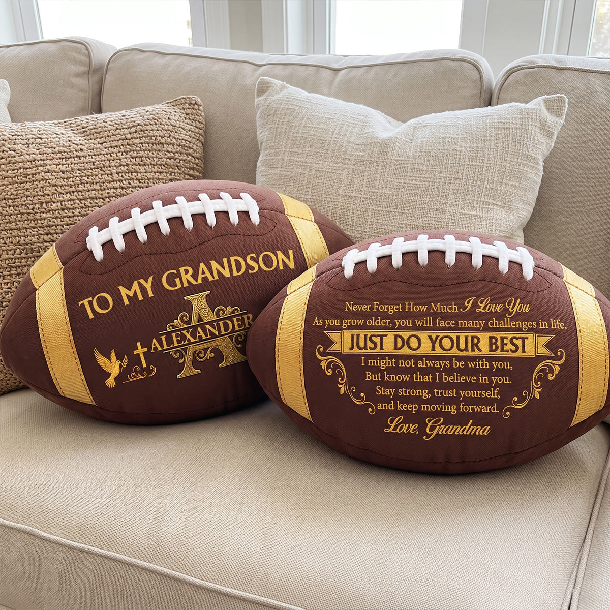 To My Grandson | Personalized Custom Shaped Pillow 2 Side Print