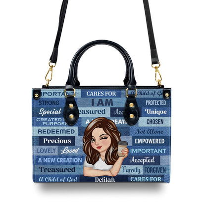 I Am | Personalized Leather Handbag JSLHBPH1348L