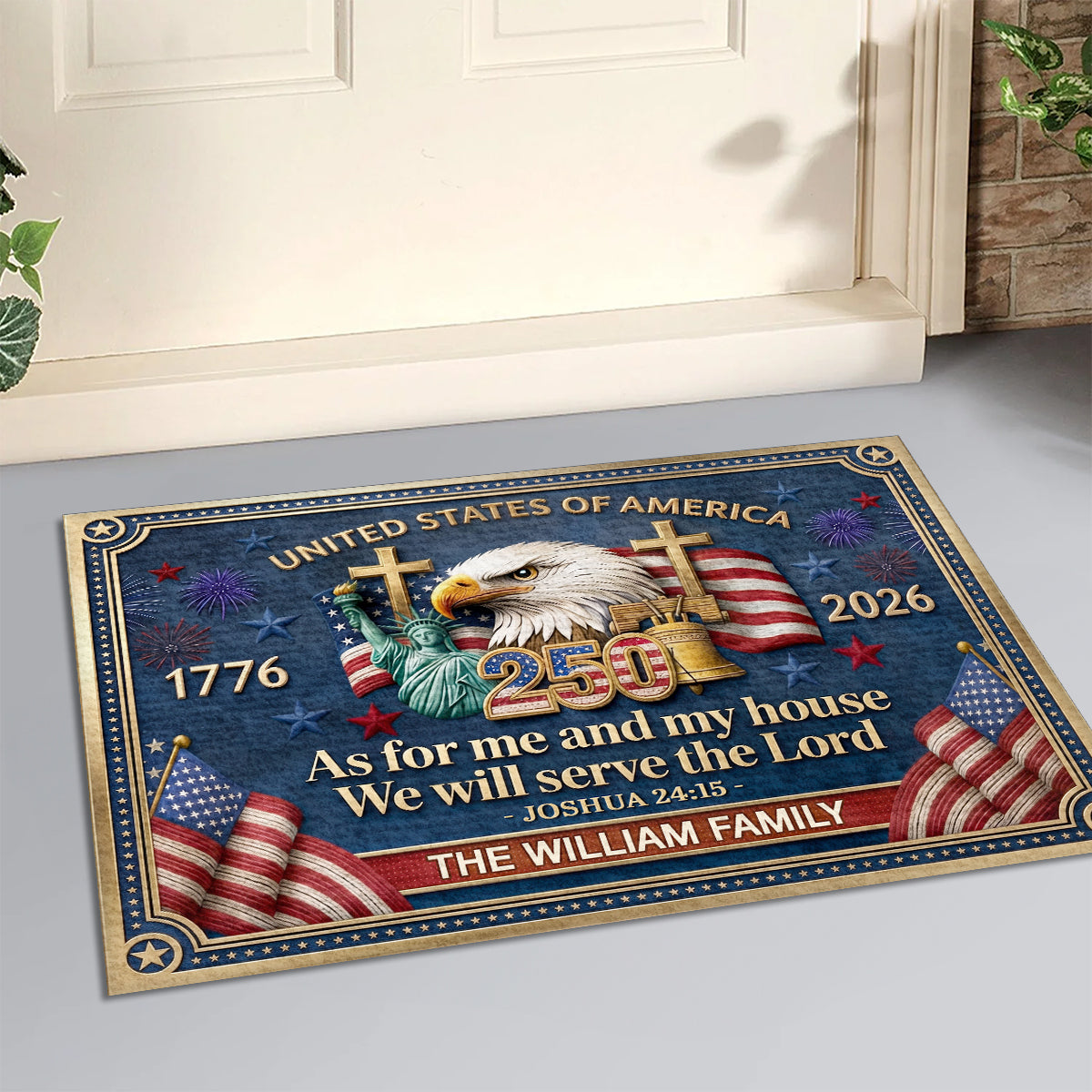 As For Me And My House We Will Serve The Lord | Personalized Doormat