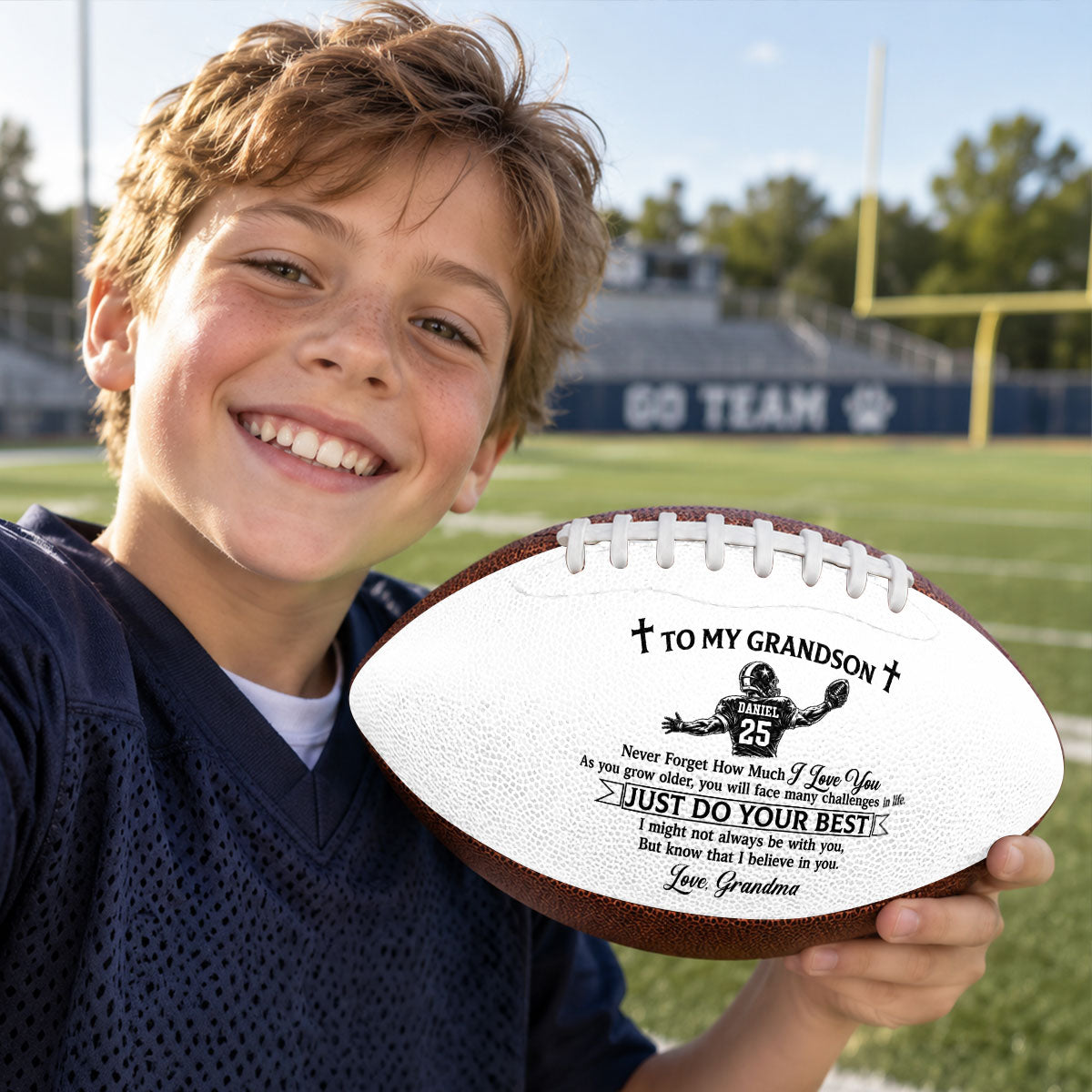 To My Grandson Never Forget How Much I Love You  | Personalized Football