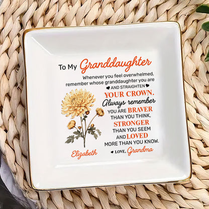 To My Granddaughter | Personalized Jewelry Dish