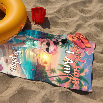 God Says I Am  | Personalized Beach Towel