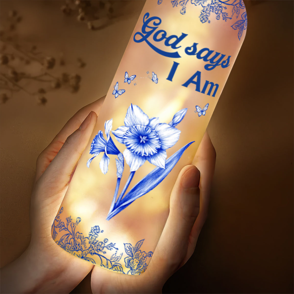 God Says I Am | Personalized Bottle Lamp