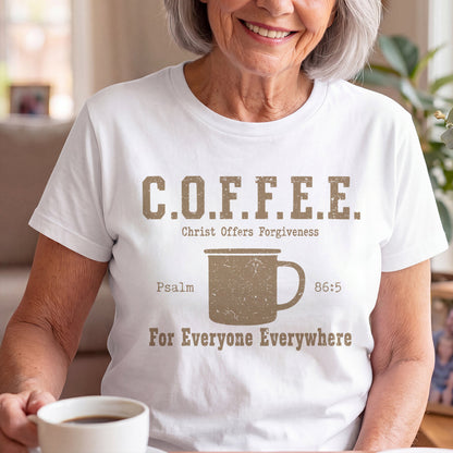 Coffee Christ Offers Forgiveness |  2D Unisex T-shirt
