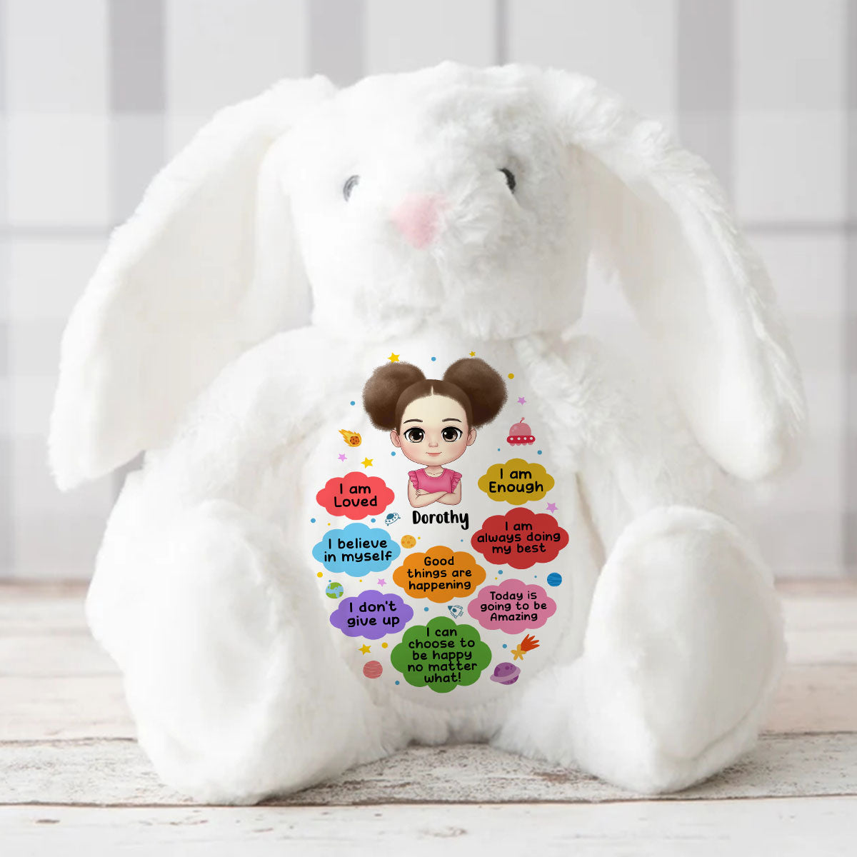 Good Things Are Happening | Personalized Stuffed Bunny