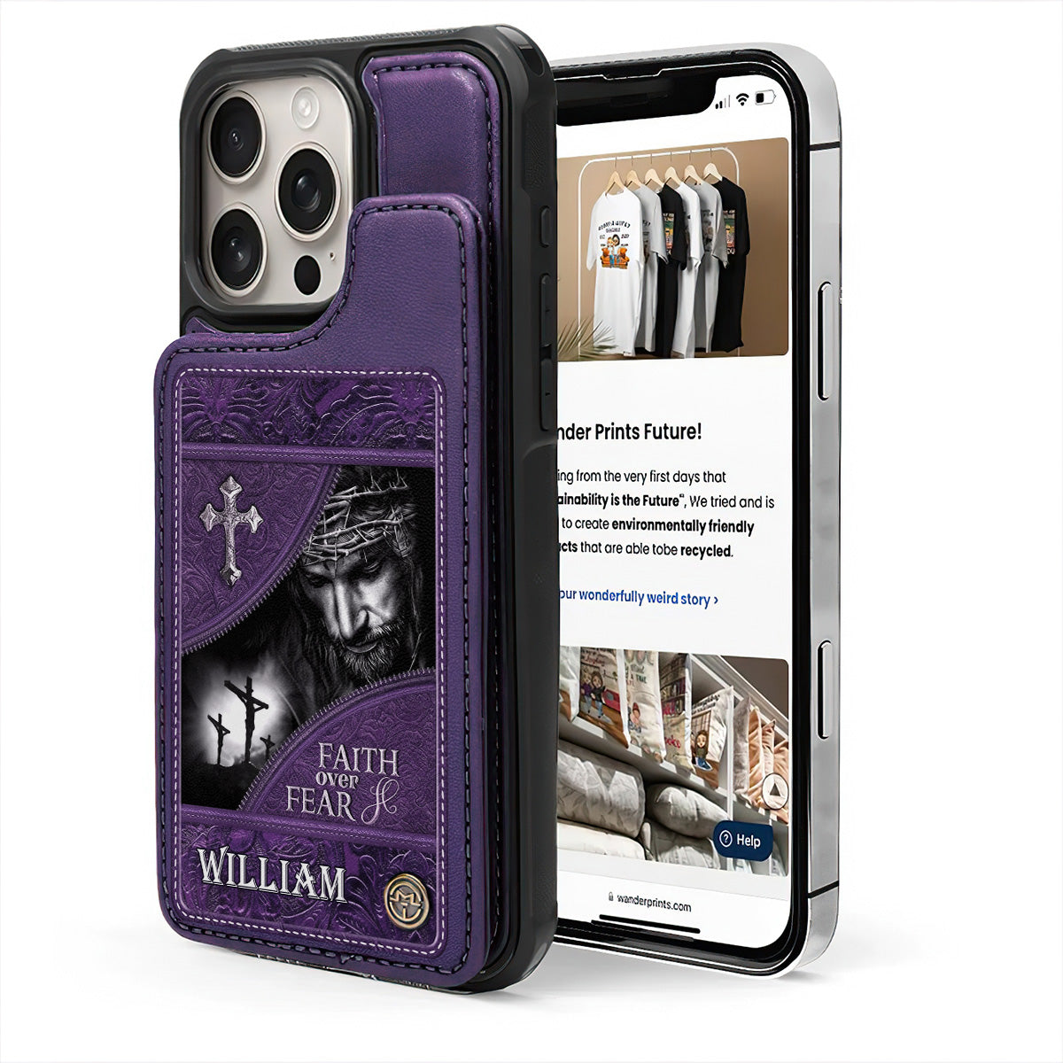 Faith Over Fear | Personalized Leather Flip Wallet Phone Case