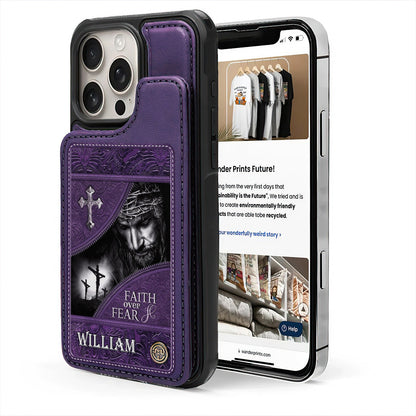 Faith Over Fear | Personalized Leather Flip Wallet Phone Case