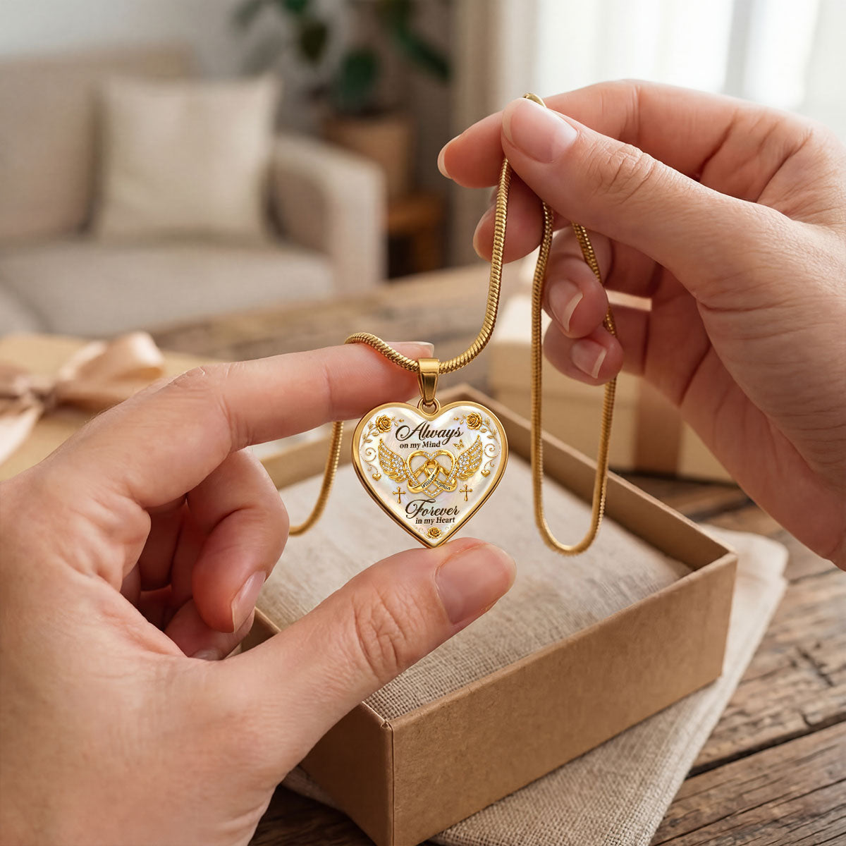Guardian Wings Of Love | Personalized Heart Necklace
