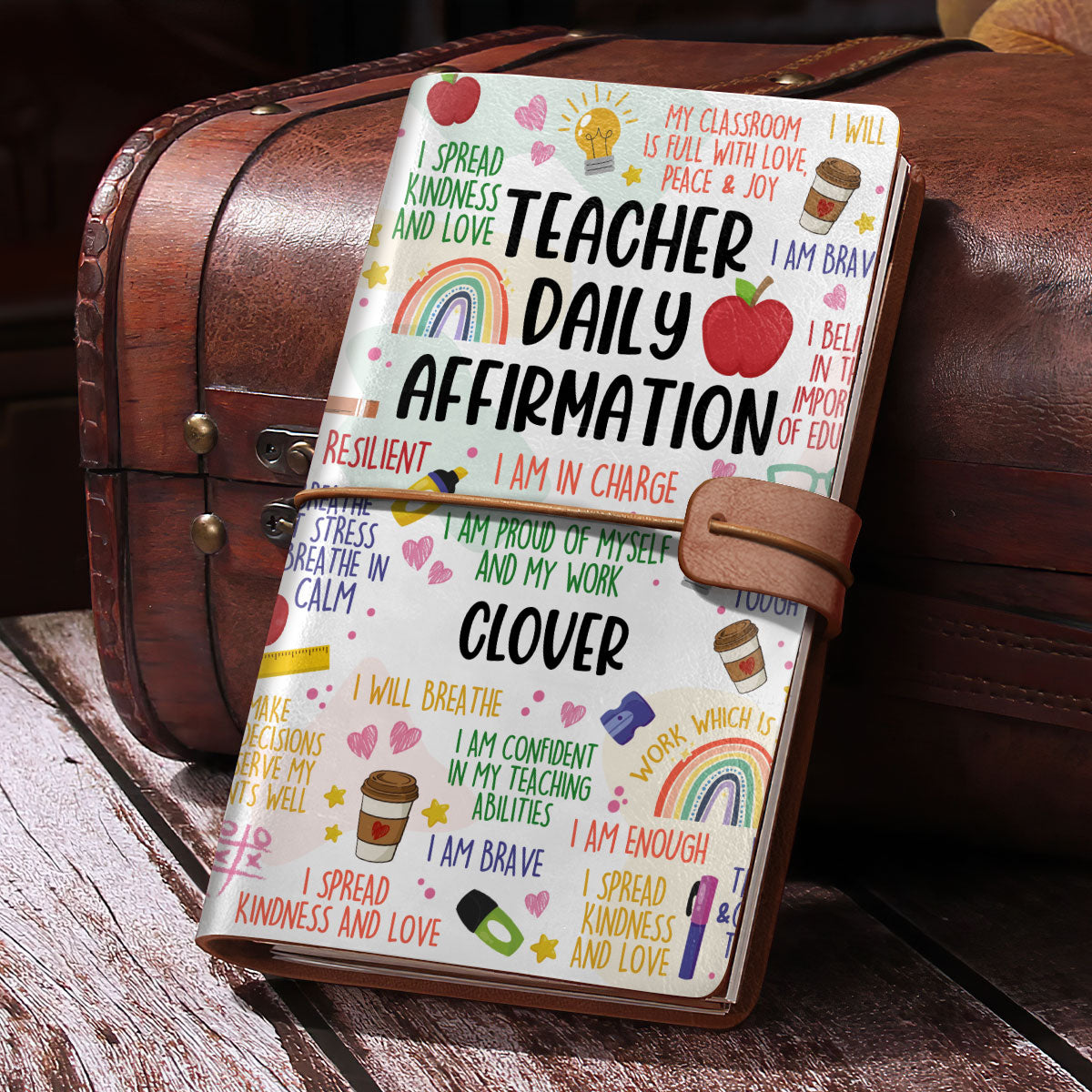 Teacher Daily Affirmation | Personalized Leather Bound Journal JSLBJPH928T