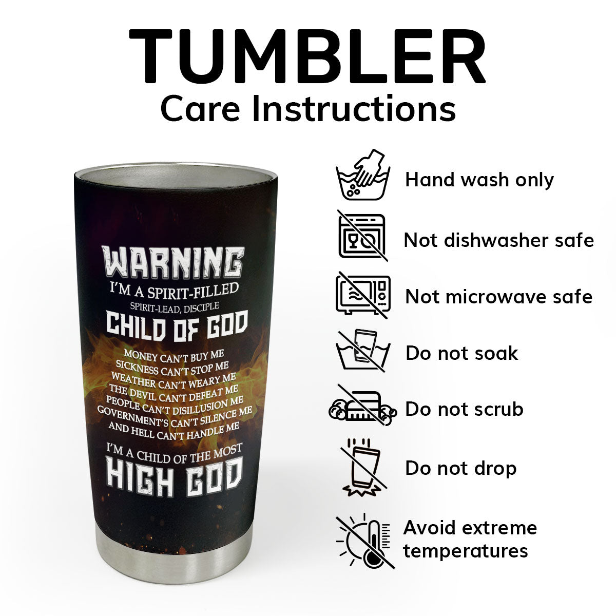 Warning I'm A Child Of God | Personalized Stainless Steel Tumbler JSSSTHLPA1481L