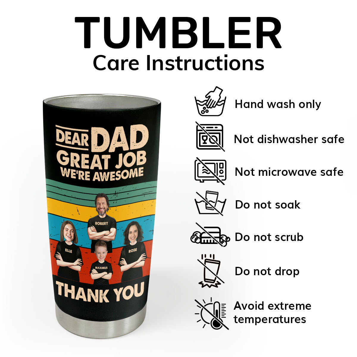 Dear Dad | Personalized Stainless Steel Tumbler JSSSTN32