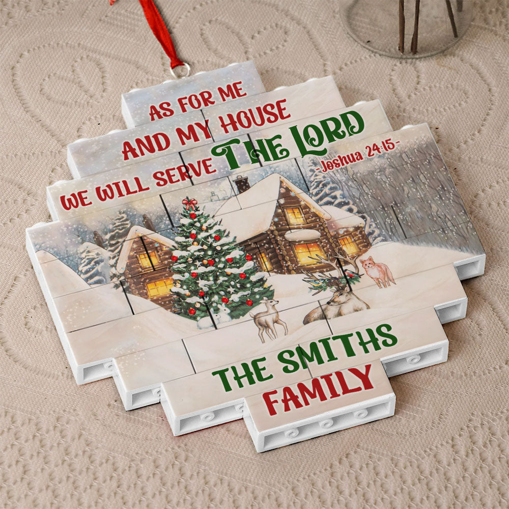 As For Me And My House We Will Serve The Lord | Personalized Circle Buildable Ornament-1 Side Print