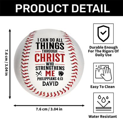 I Can Do All Things Through Christ Who Strengthens Me | Personalized Baseball Ball