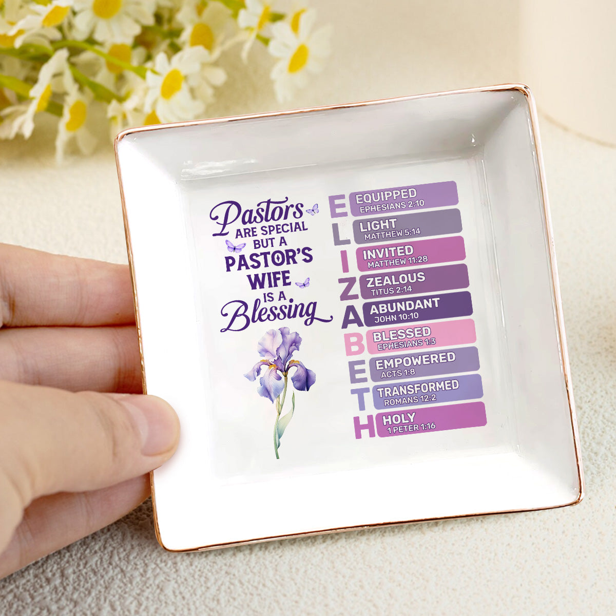 Pastor's Wife Is A Blessing | Personalized Ceramic Ring Dish Square