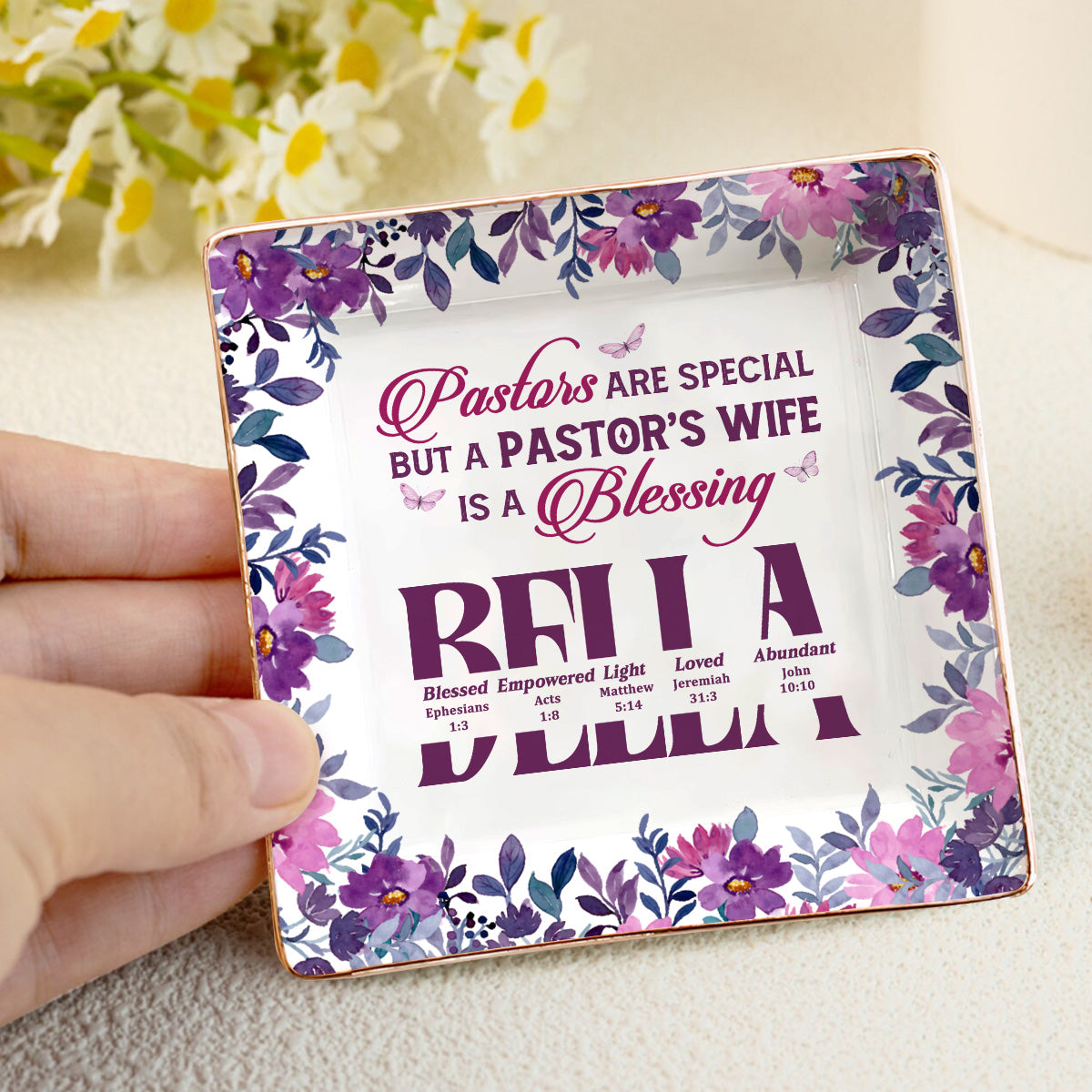 Pastor's Wife Is A Blessing | Personalized Ceramic Ring Dish Square