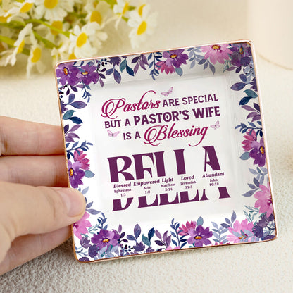 Pastor's Wife Is A Blessing | Personalized Ceramic Ring Dish Square