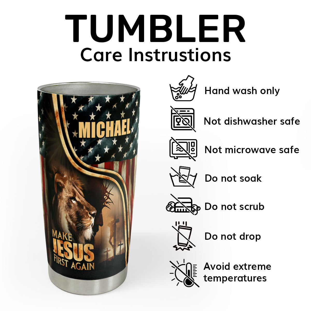 Make Jesus First Again | Personalized Stainless Steel Tumbler
