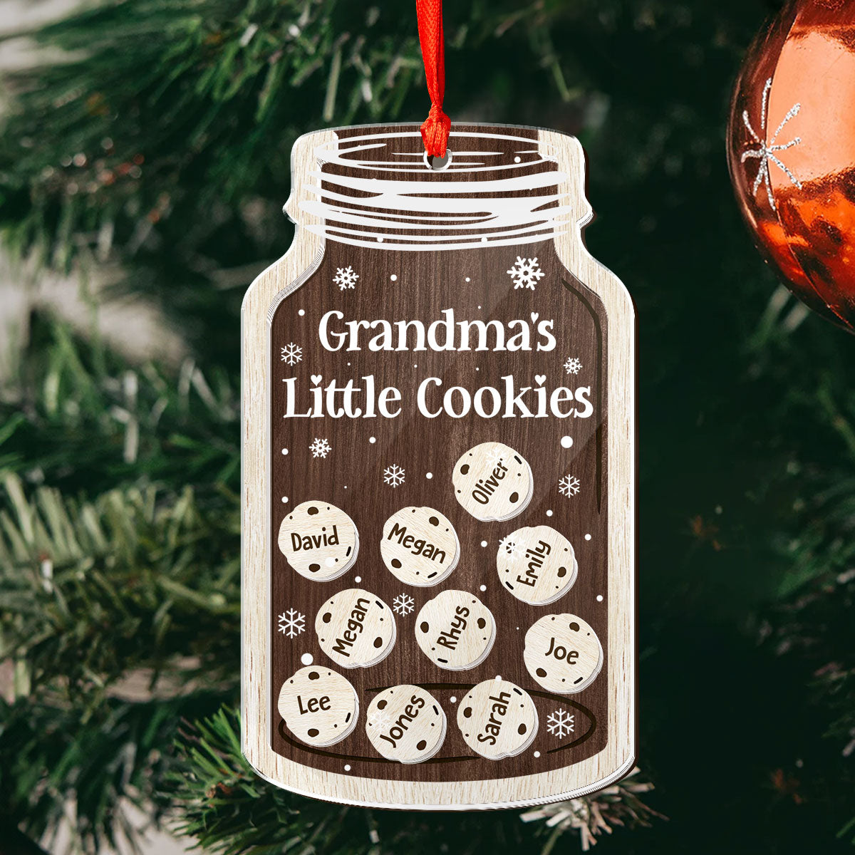 Grandma's Little Cookies | Personalized 3 Layered Christmas Shaker Ornament JSCSOPL2620L