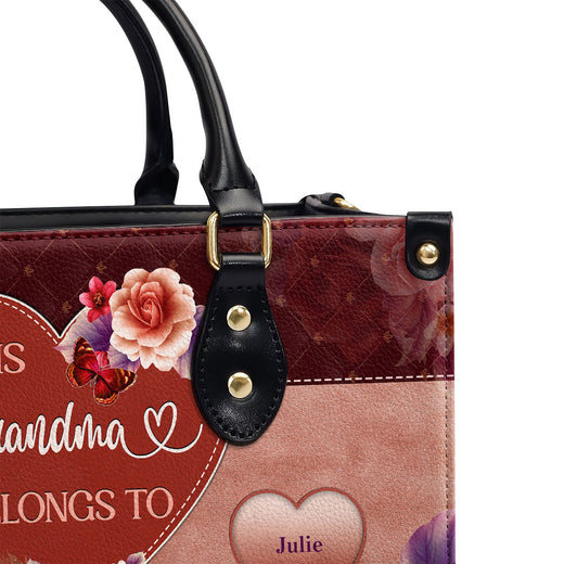 This Mom/Grandma/Nana Belongs To| Personalized Leather Handbag With Zipper LHBM800