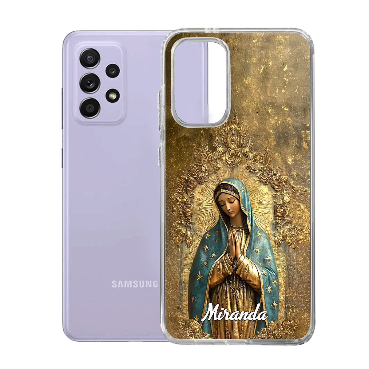 Vintage Style Virgin Mary | Personalized Clear Silicone Phone Case