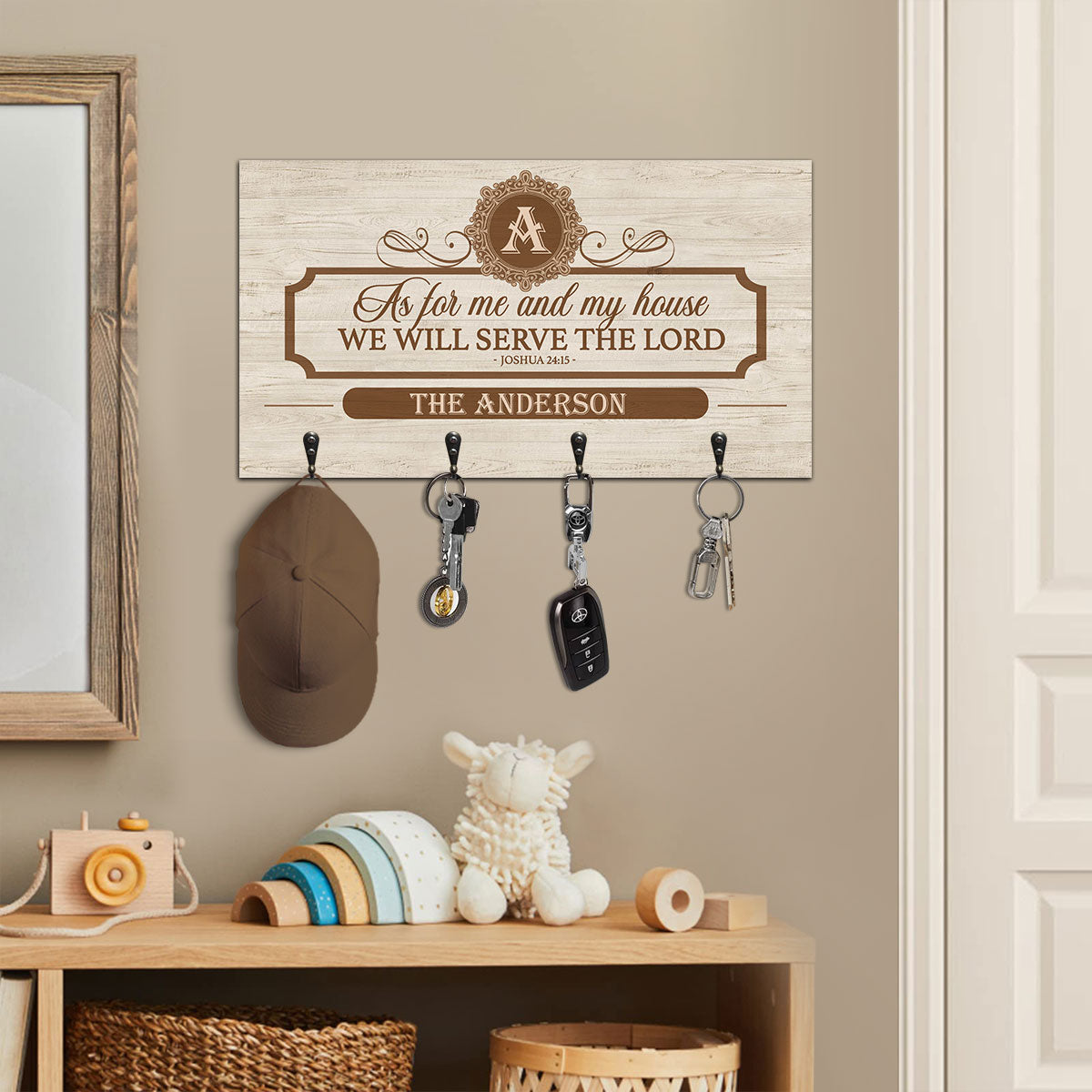 As For Me And My House We Will Serve The Lord | Personalized Key Holder JSUWKHCSPH1755TA