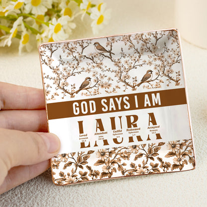 God Says I Am | Personalized Ceramic Ring Dish Square