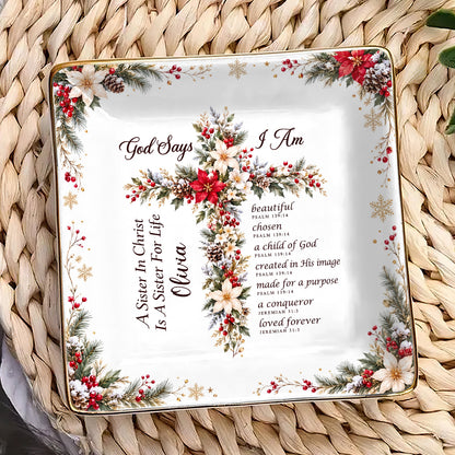 God Says I Am | Personalized Ceramic Ring Dish Square