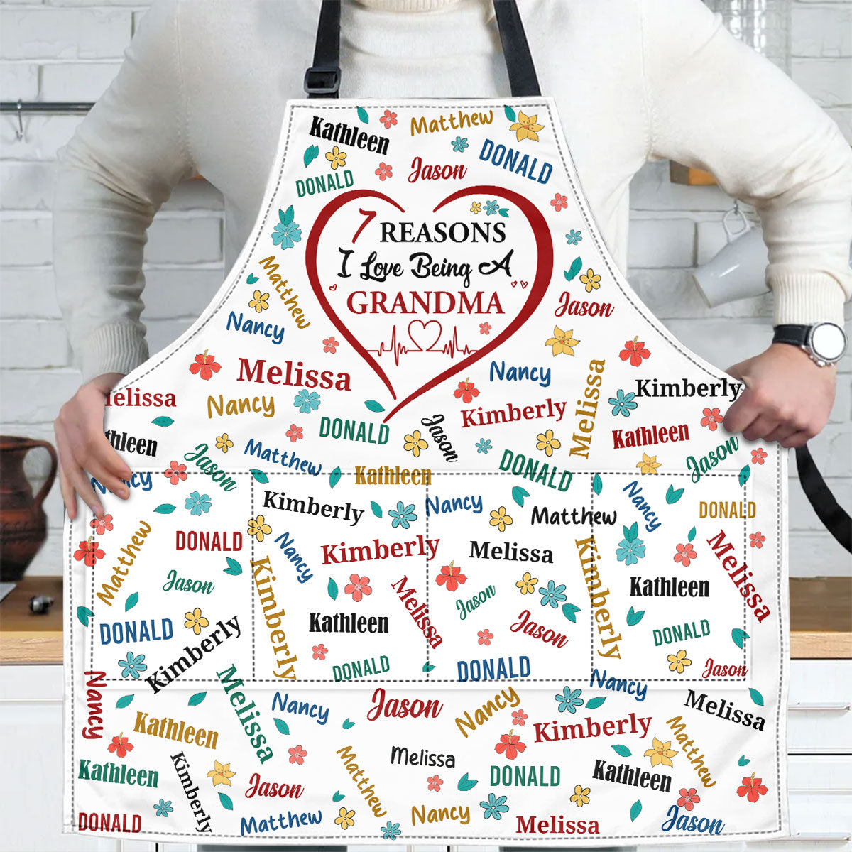 The Reason I Love Being A Grandma | Personalized Apron With Pocket