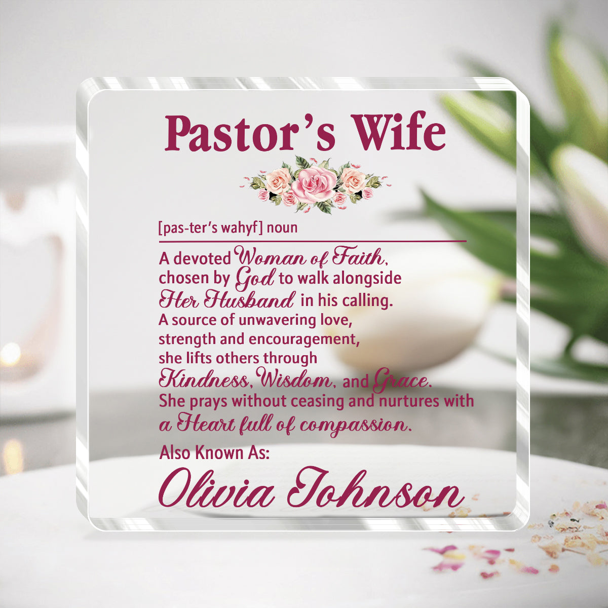 For Pastor’s Wife | Personalized Custom Shaped Squared Acrylic Plaque