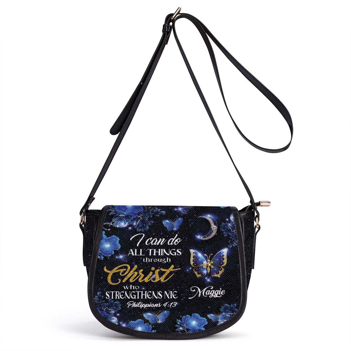 I Can Do All Things Through Christ - Personalized Leather Saddle Bag NM143