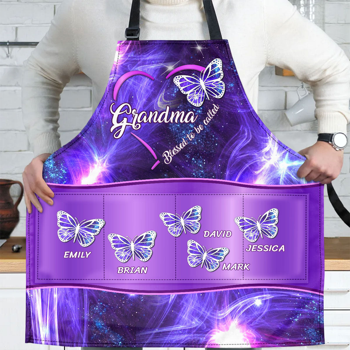 Grandma Butterfly | Personalized Apron With Pocket