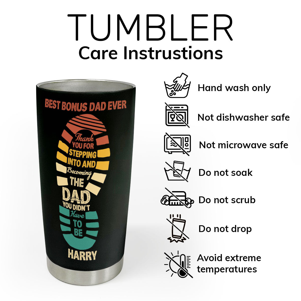 Best Bonus Dad Ever | Personalized Stainless Steel Tumbler SSTM1033