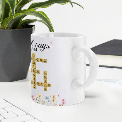 God Says I Am | Personalized White Ceramic Mug