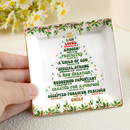 God Says I Am | Personalized Ceramic Ring Dish Square