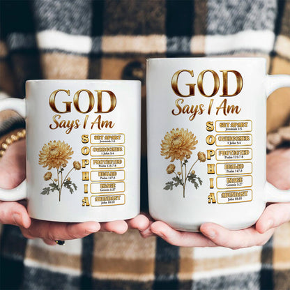 God Says I Am | Personalized Ceramic Coffee Mug