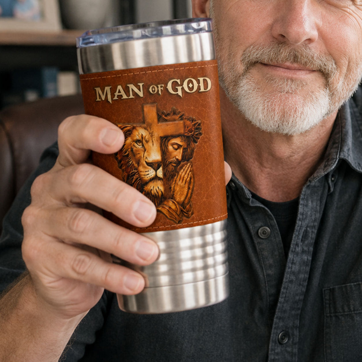 Man Of God | Personalized 20oz Leather Wrapped Tumbler