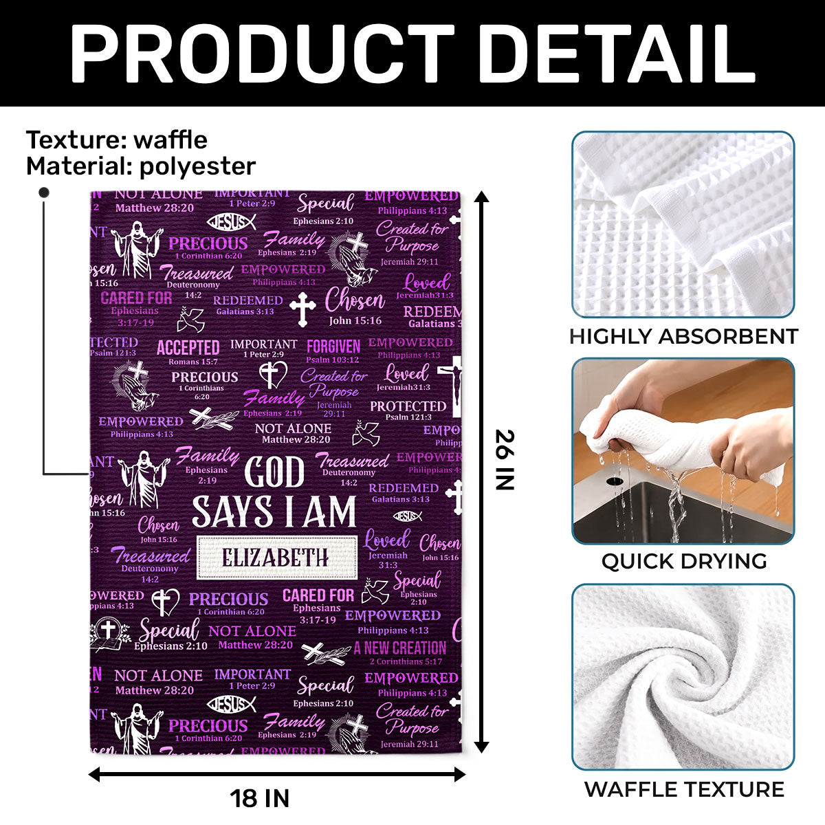God Says I Am | Personalized Kitchen Towel
